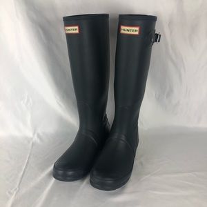 Hunter Tall Matte Black Rubber Rain Boots